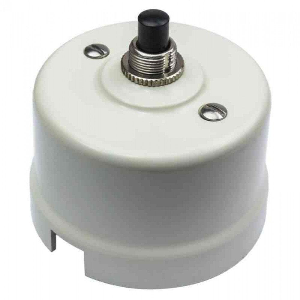 Выключатель импульсный BIRONI (кнопка),  негорючий пластик,  10А, 250В, D65*60мм