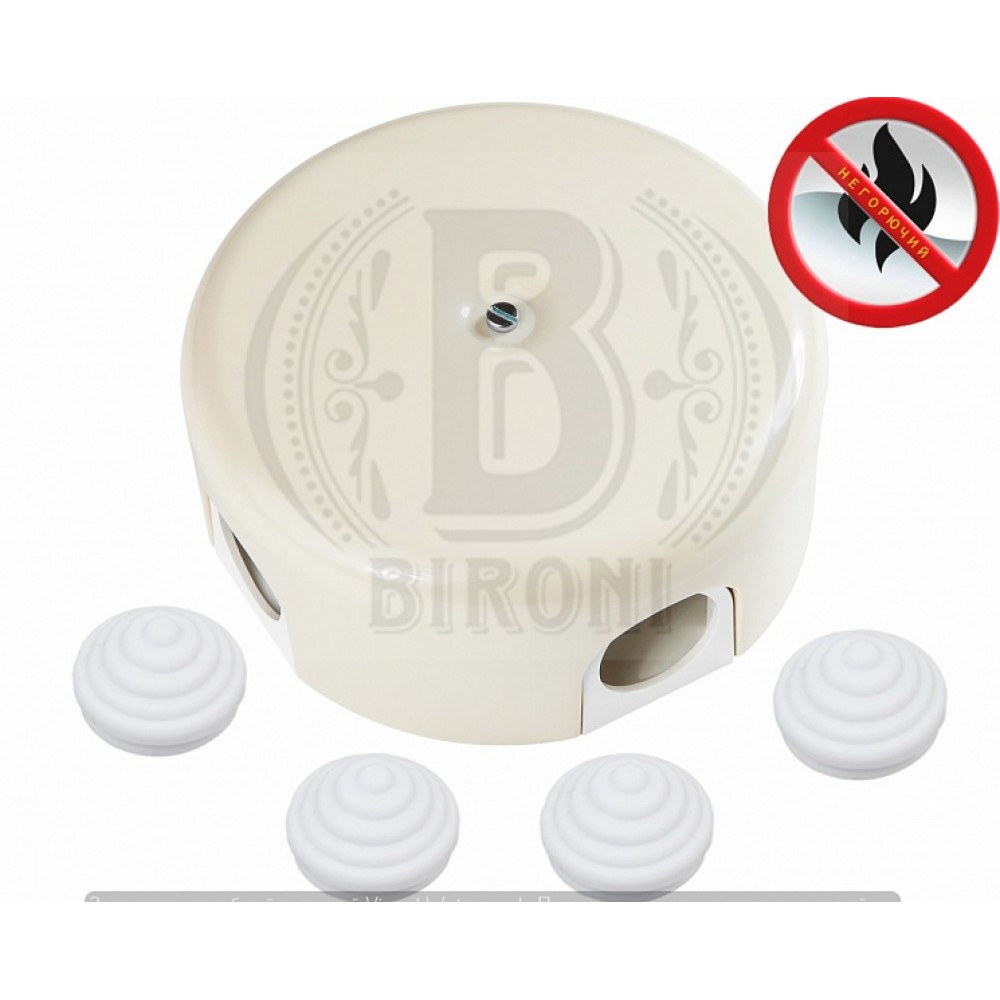 Коробка распределительная BIRONI, негорючий пластик,D78*35мм ( 4 кабельных ввода в комплекте )